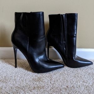 Black pointed toe bootie heels (size 9.5)